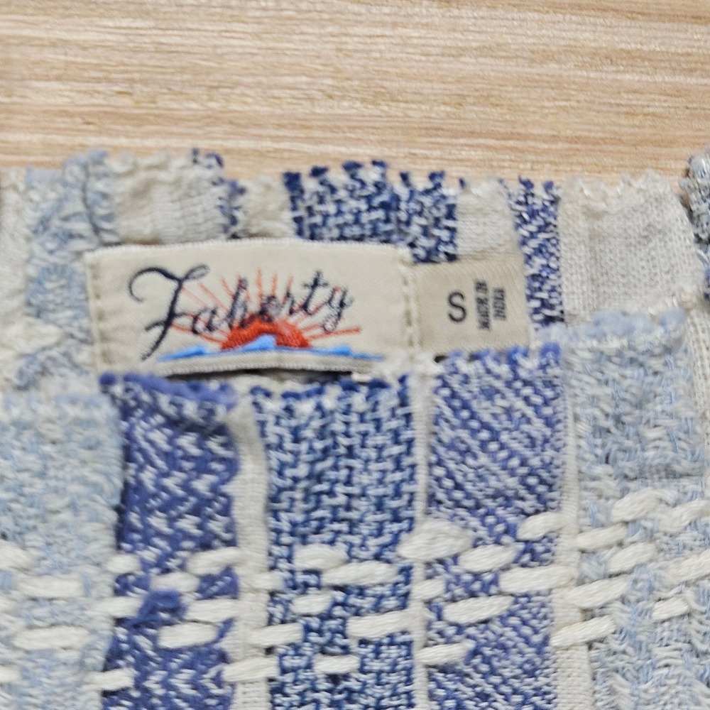 Boho Faherty Striped Peasant Blouse Women S Blue Organic Cotton WTS2316-NLS - Picture 3 of 12